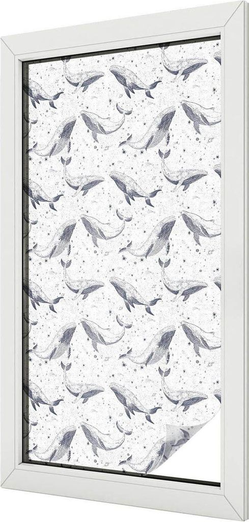 Buntglas Fensterfolie – 100x100 cm – Stained-Glass Design – blickdichte dekorative Sichtschutzfolie – selbstklebend, UV-Schutz – Meerestiere