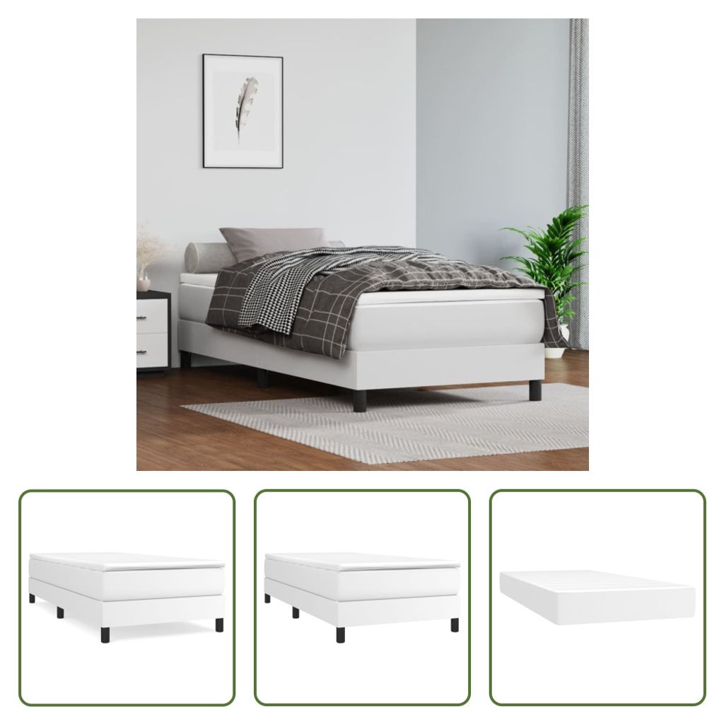 The Living Store Boxspringbett mit Matratze Weiß 90x190 cm Kunstleder