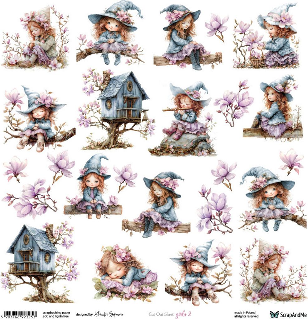 Papier scrapbooking 30x30 - ScrapAndMe - Girls 2 - feuille Image du produit 