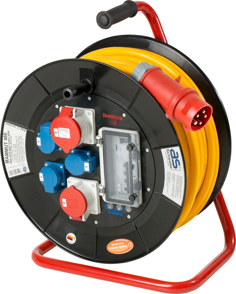 as-Schwabe Mammut Kabeltrommel mit Tragegestell 400V 30m AT-N07V3V3-F 5G4 IP44