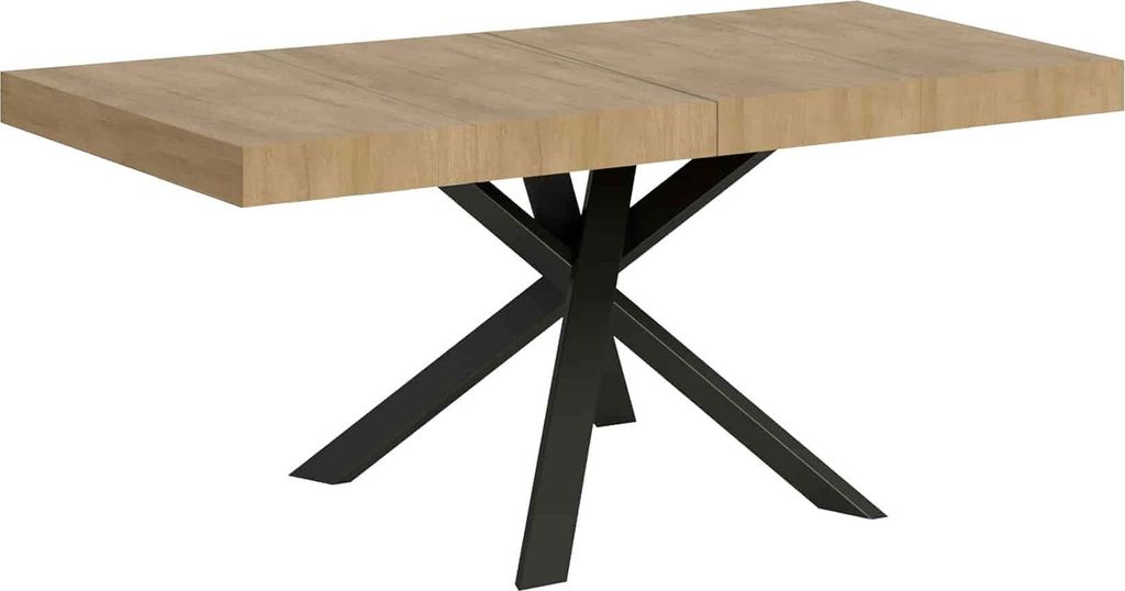 Ausziehbarer Tisch 90x90/194 cm Clerk Premium Natureicheplatte - Beine in Anthrazit
