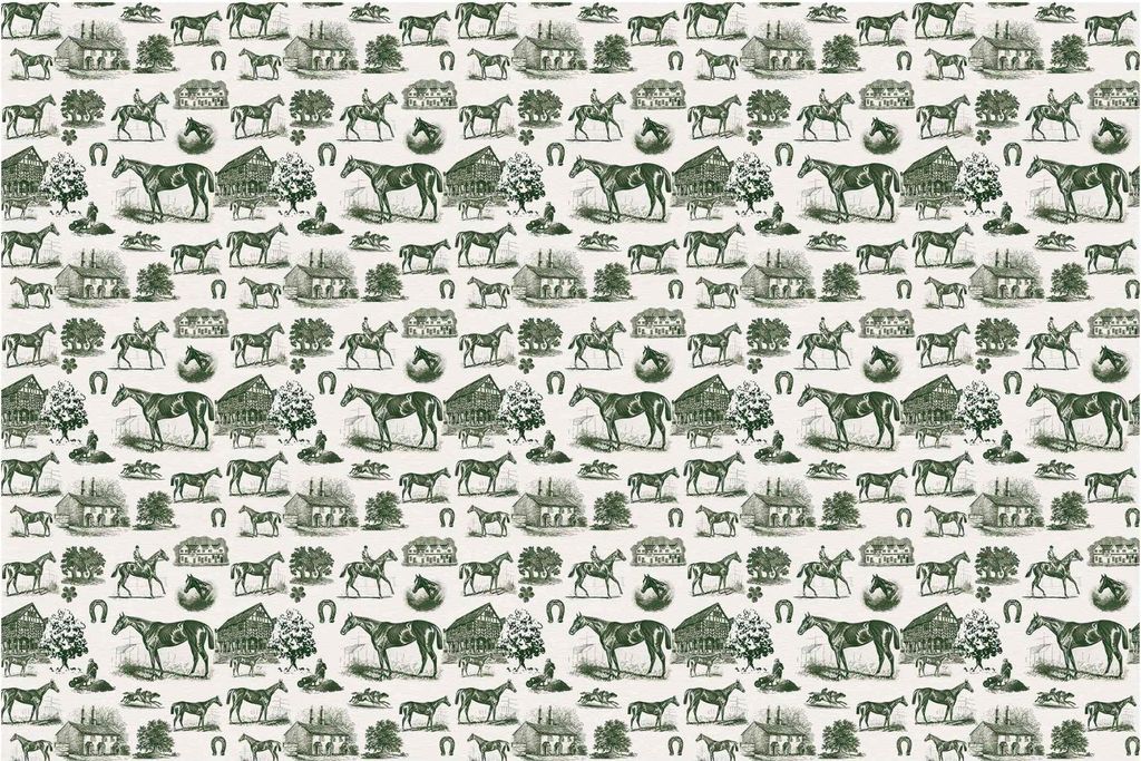 Fototapete Tiere - Vliestapete - Bildtapete UV-beständig Pferd grün Vintage Wandtapete geruchsfrei