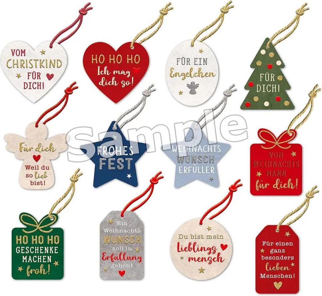 DEPESCHE Geschenkanhänger Weihnachten 65x60x7mm 12fach sortiert