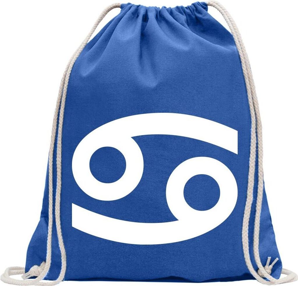 Kiwistar - Turnbeutel - royal - Krebs Sternzeichen - Fun Rucksack Sport Beutel Gymsack Baumwolle mit Ziehgurt