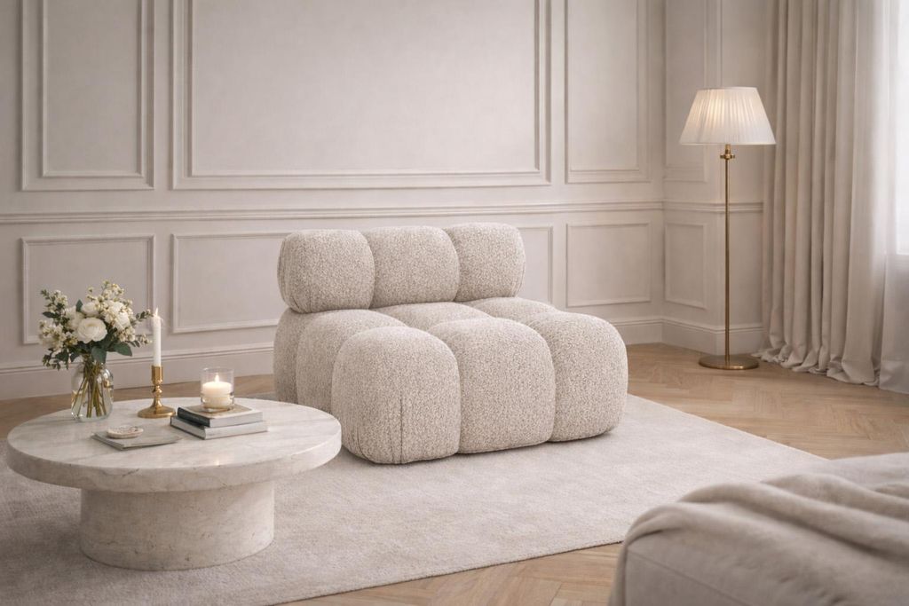 Kaiser Möbel Modul mittig freistehend modern für ein modulares System, Stoff Abriamo, Beige, Selia
