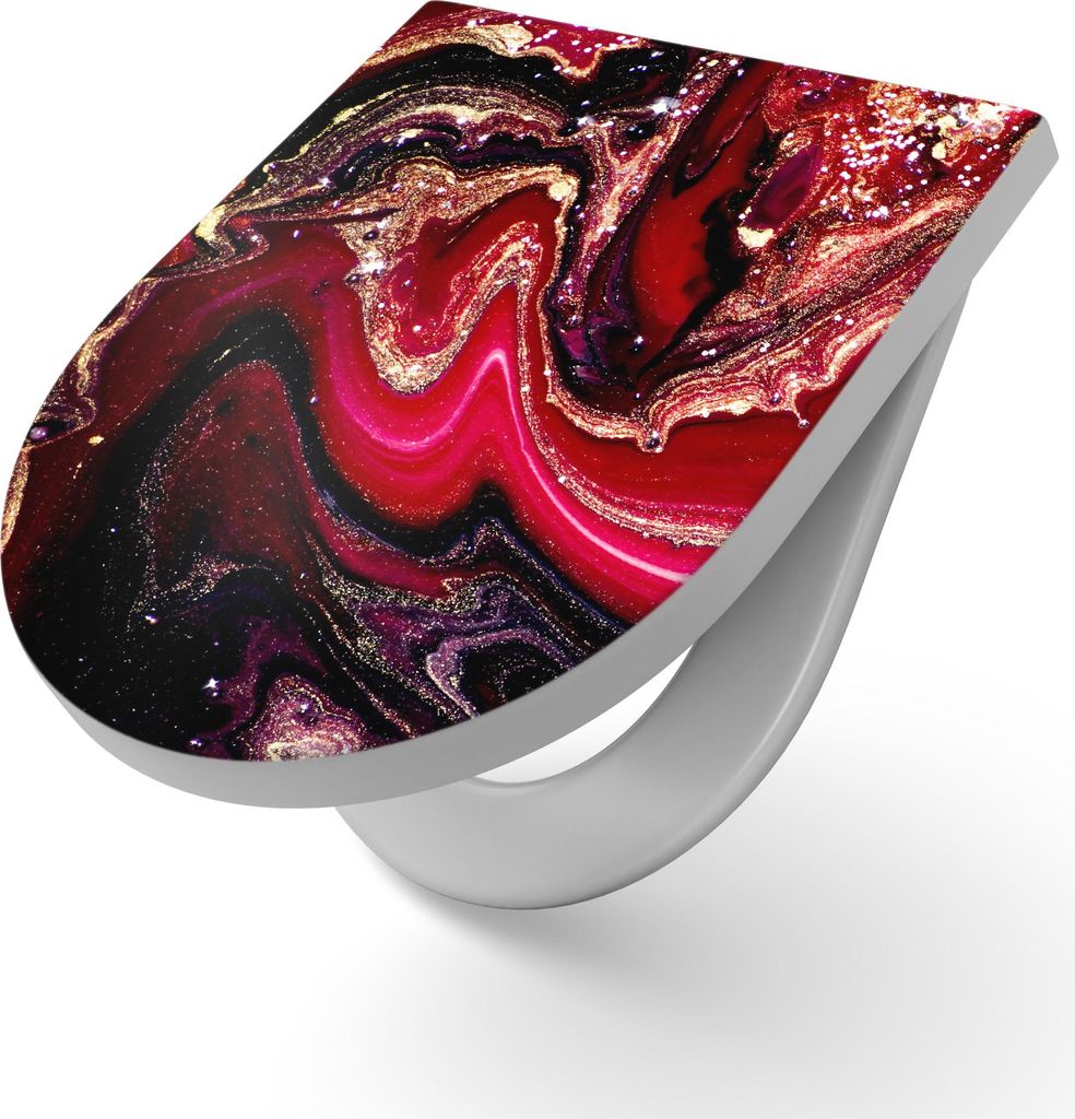 DEQORI WC-Sitz Duroplast 36,4x45,4 cm 'Marmor-Lavafluss' Toilettensitz WC-Brille Design