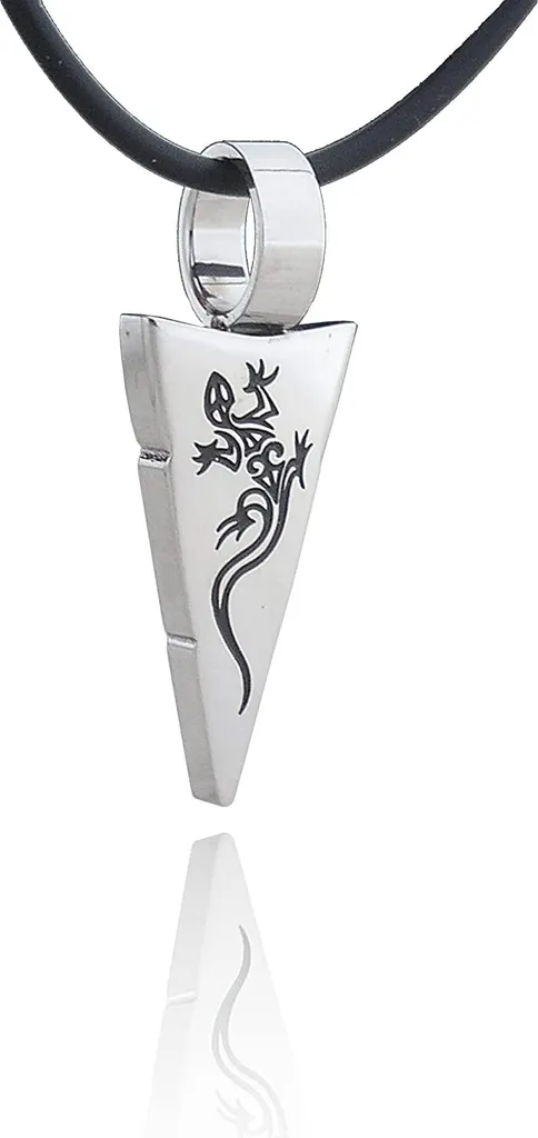 Ciondolo Geco Punk Acciaio Inox - Collana Uomo Rubber Chain 50cm