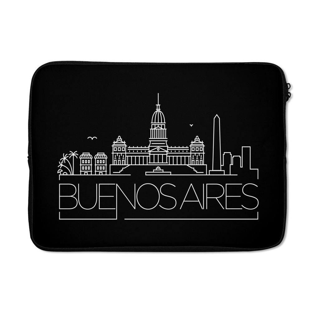 MuchoWow Laptop Hülle 13 Zoll Skyline von Buenos Aires" auf schwarzem Hintergrund Laptoptasche - Laptophülle - Sleeve - Rundumschutz