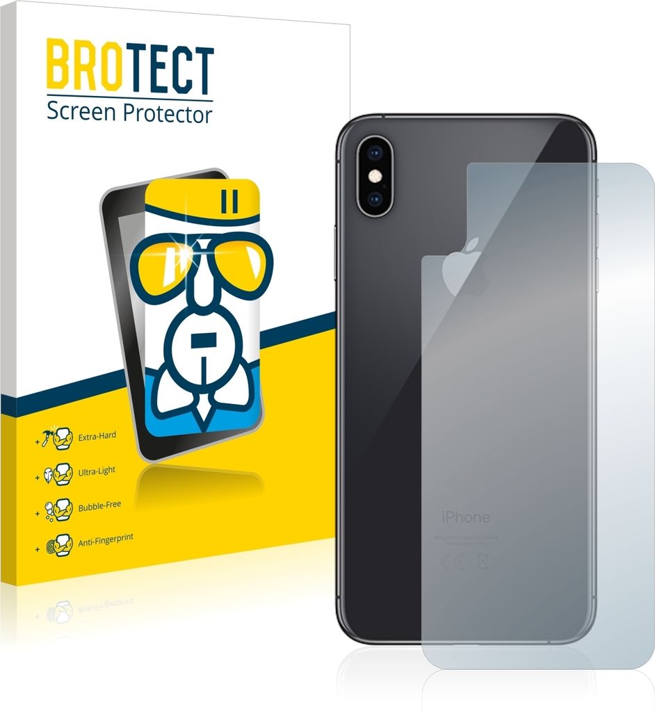 BROTECT Schutzglas für Apple iPhone Xs Max (Rückseite) Schutzfolie Panzer Folie Glas Display Schutz klar