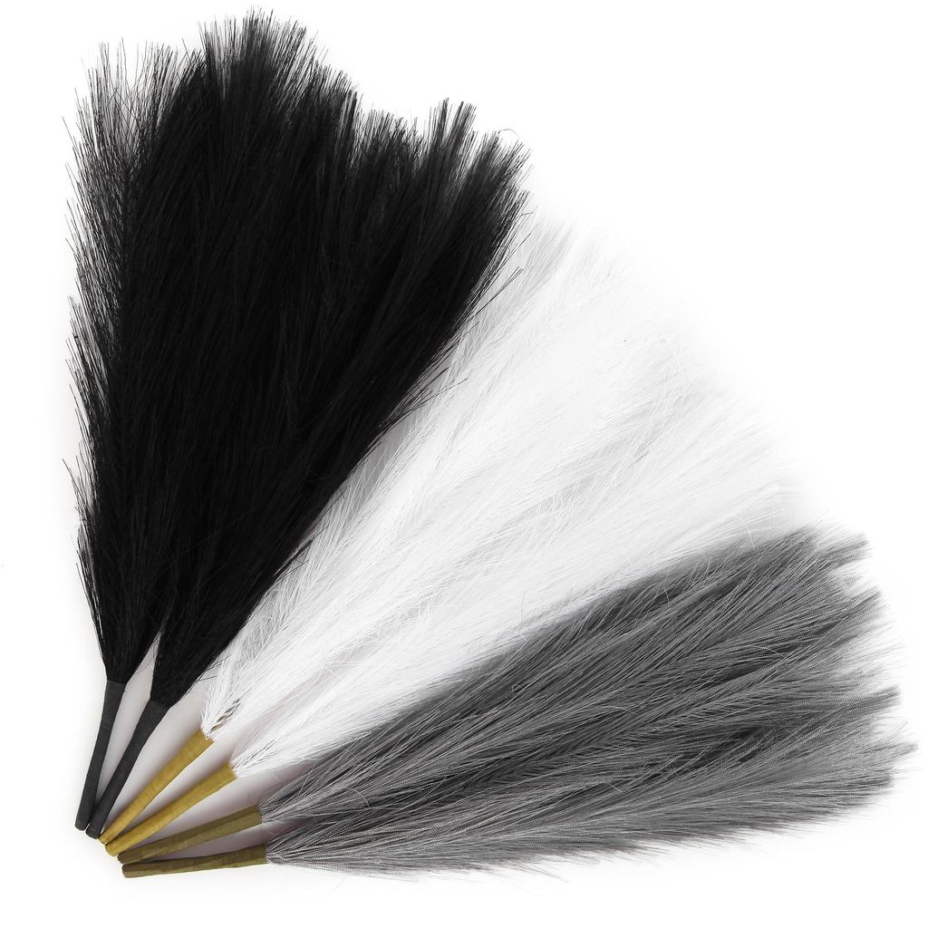 Künstliches Pampasgras (45 cm) als Vasenfüller - dekoratives Gras für Zuhause in Weiß, Schwarz oder Grau.