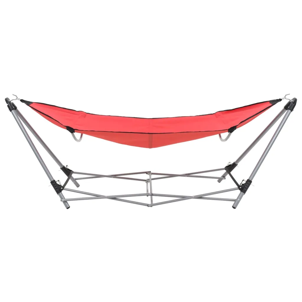 Hamac pliable et compact avec structure en acier rouge vidaXL - 2