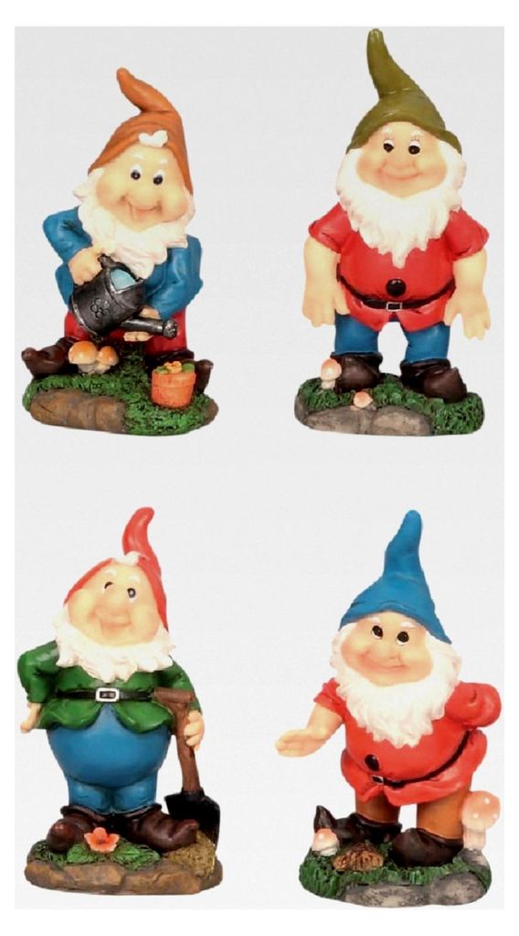 4 Lustige Gartenzwerge Gartenfigur Zwerg ca. 17,5 cm