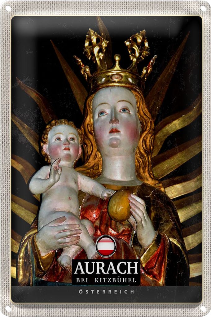 Blechschild Reise 18x12cm Aurach bei Kitzbühel Österreich Engel