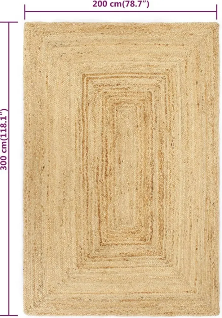 Tapis Jute Tissé Main 200x300 cm - Fibre Durable et Texture Robuste - 4