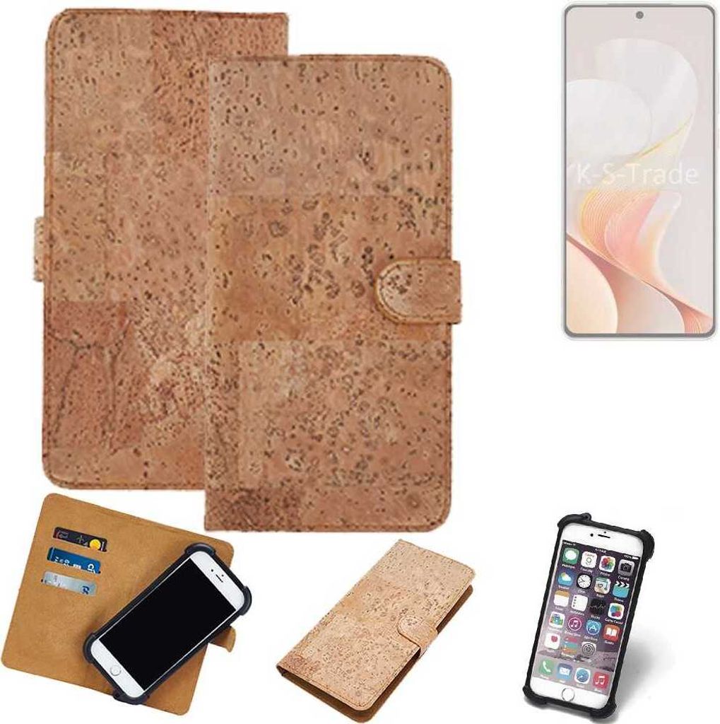 K-S-Trade Hülle kompatibel mit Vivo S19 Pro Kork Handyhülle Cover Schutzhülle TPU Case Bumper in Hellbraun, (1x)
