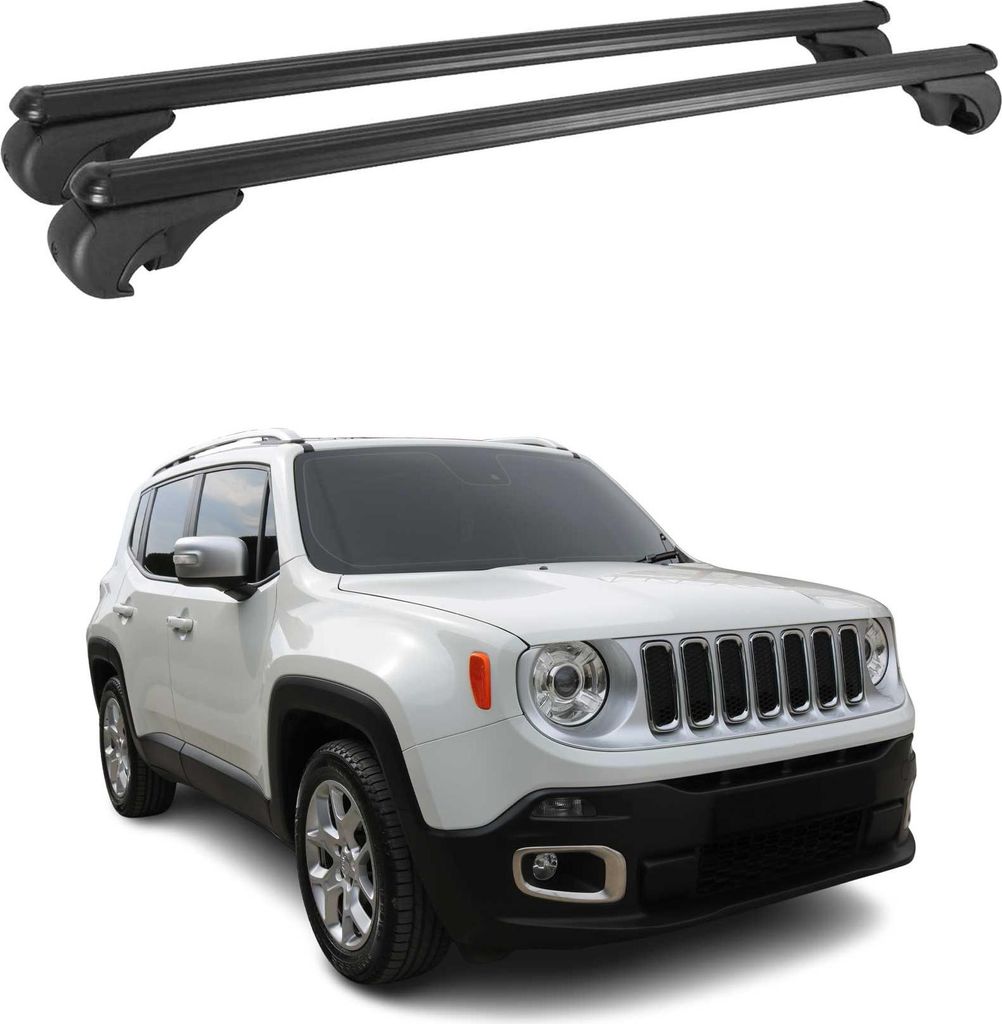 Dachträger Grundtäger für Jeep Renegade 2014-2025 75kg Aluminium Schwarz 2 tlg