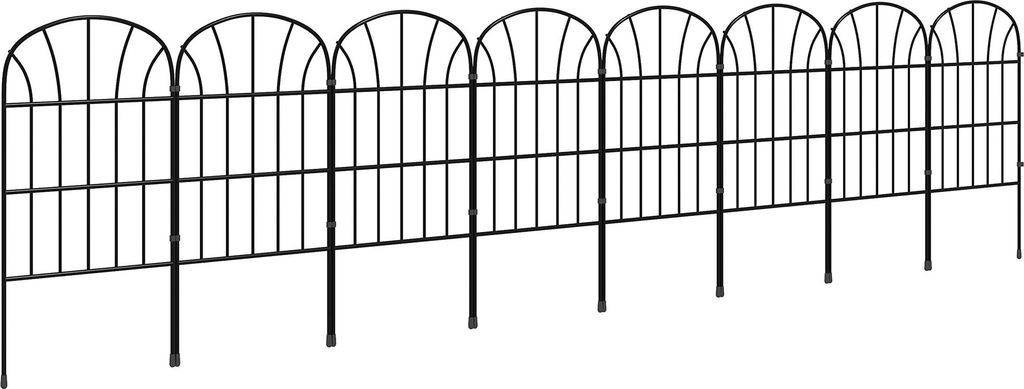 Gartenzaun, 8 Elemente, formbarer Metallzaun, Raumteiler, 264x61 cm, Schwarz