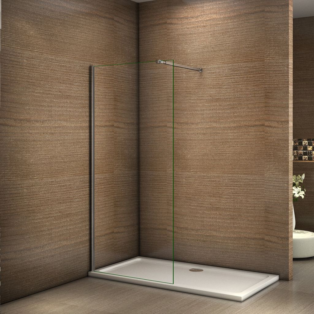 8mm Nano+ESG walk in Duschtrennwand Duschwand 50X200cm mit Stabilisator 73-120cm