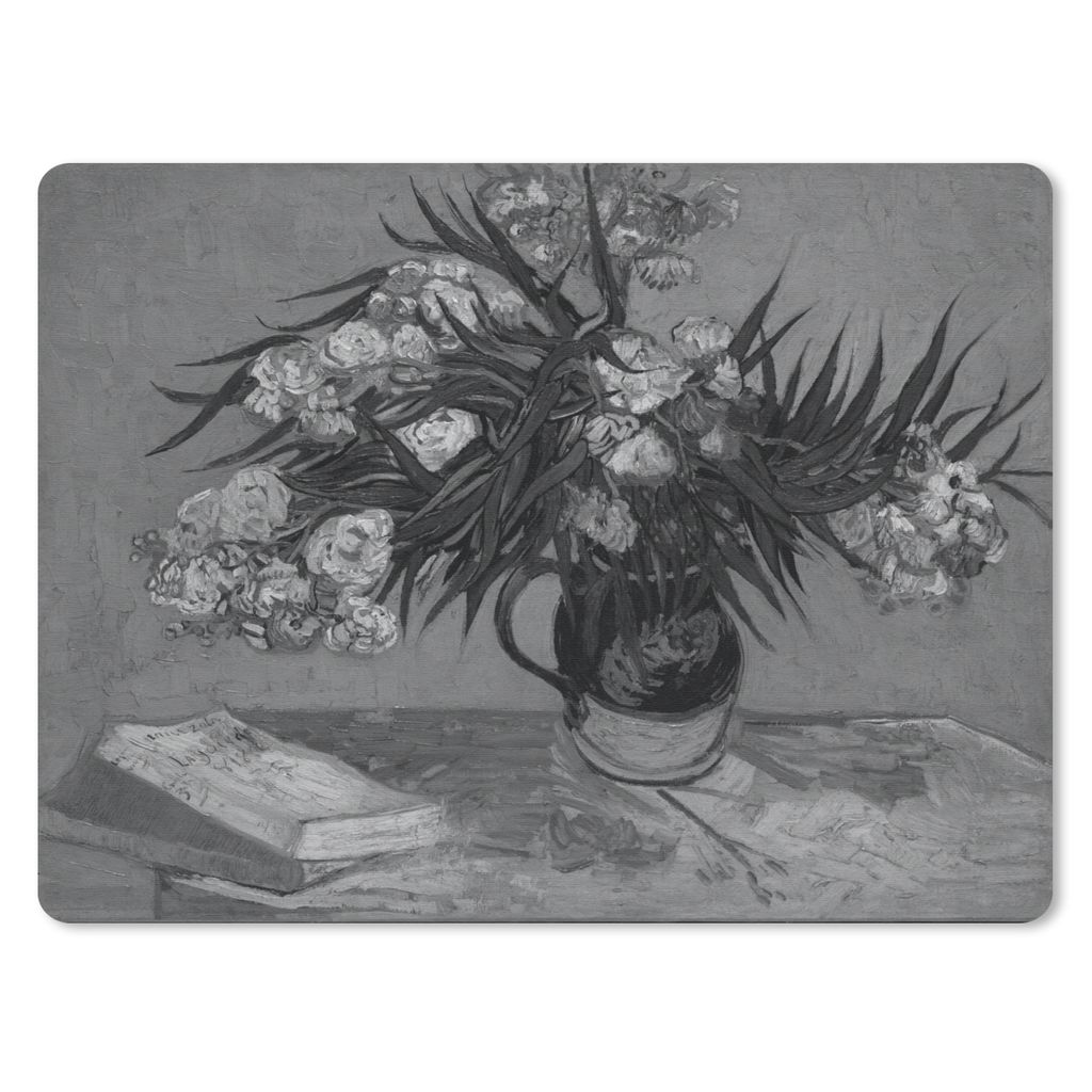 MuchoWow Mauspad Mousepad Stilleben mit Oleander - Vincent van Gogh - Schwarz und weiß 40x30 cm - Mousepads - Maus Mat - Pad - Mausunterlage - A...