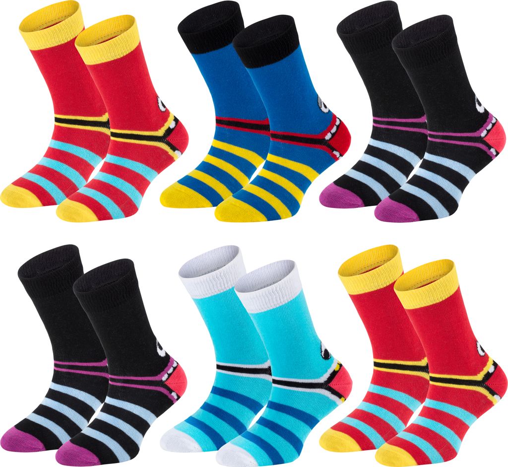 TippTexx 24 6 Paar Kinder Socken, handgekettelt, für Mädchen & Jungen, Freche Bande, Größe 31-34