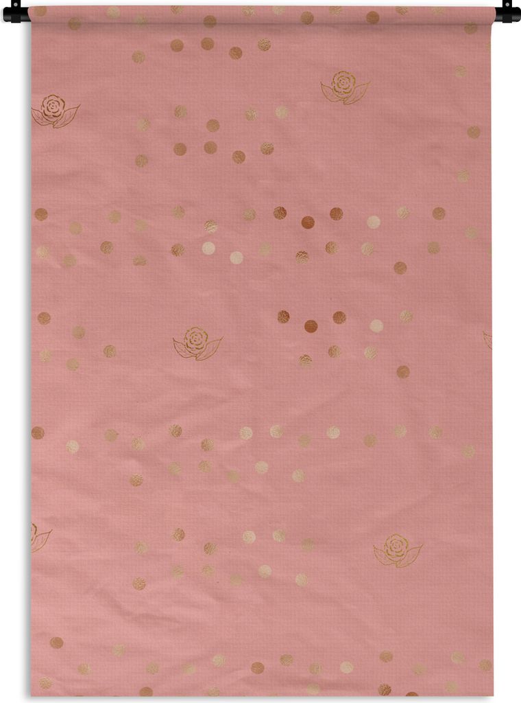 MuchoWow Wandteppich Wandbehang Muster - Rosa - Rosen - Luxus 90x135 cm Tapisserie Dekoration Wandtuch - Baumwolle - Wandskulptur