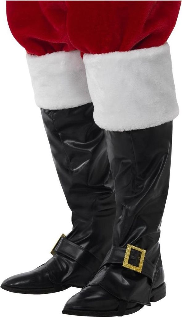 Smiffys - Nikolaus - Kostüm-Schuhüberzieher, weihnachtliches Design SM595 (Einheitsgröße) (Schwarz)