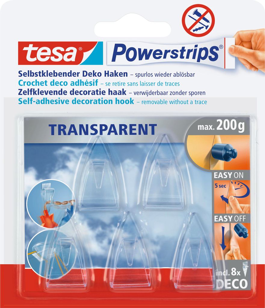 tesa Klebehaken selbstklebend Haken Powerstrips Wandhaken ohne Bohren Klebenagel