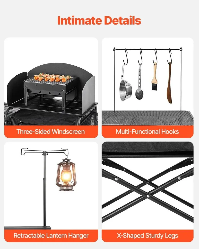 Meuble de camping multifonction avec station de cuisson et rangements - 4