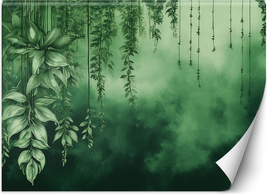 Vlies fototapete Blumen Botanik Grün 200x140 cm Feeby Grün inkl. Kleber einfache Montage