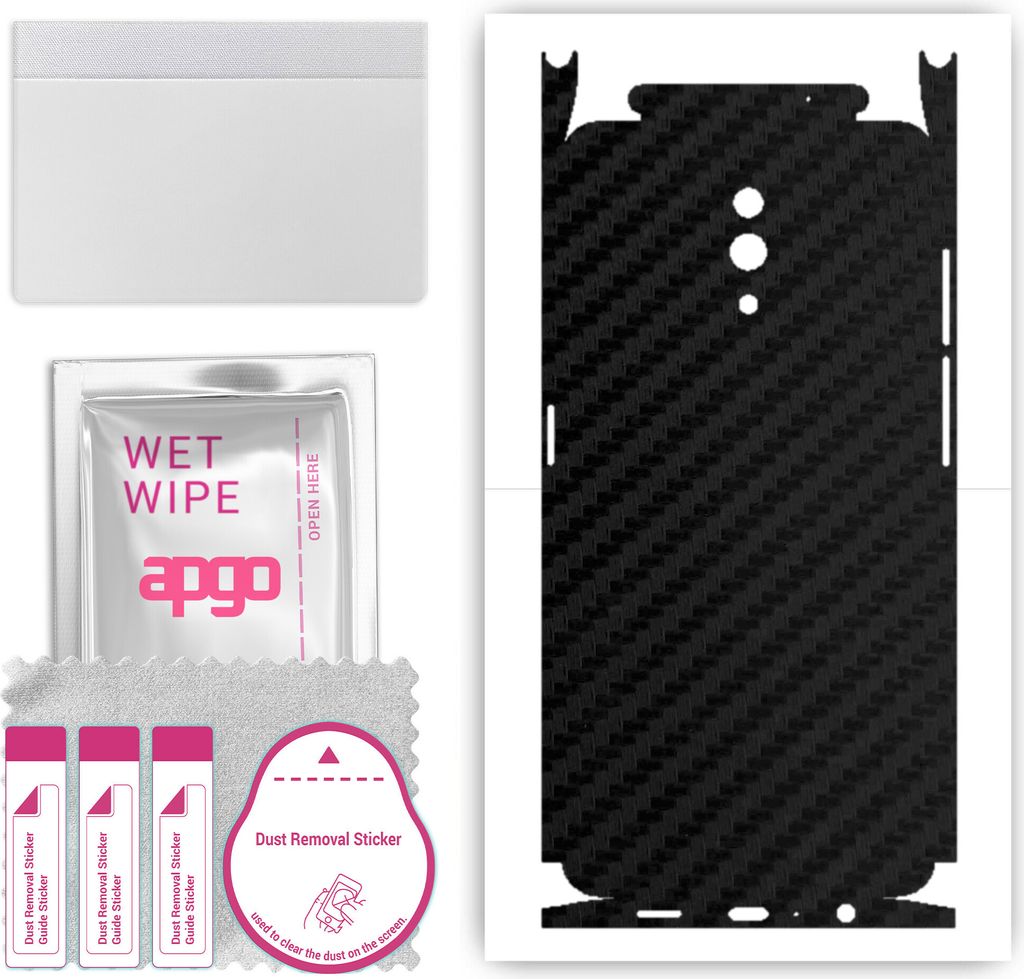 apgo Rückseite + Seiten Schutzfolie, Skin, kompatibel mit Oppo Reno, Hinten Displayschutzfolie aus Vinylfolie, kratzfest, einfache Montage - Schwa...