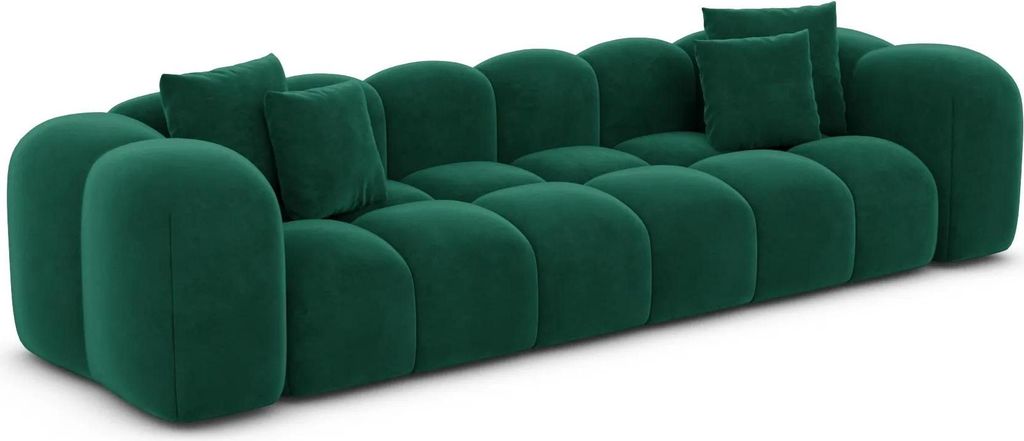 Samtstoff 4-Sitzer Couch Valora Smaragdgrün