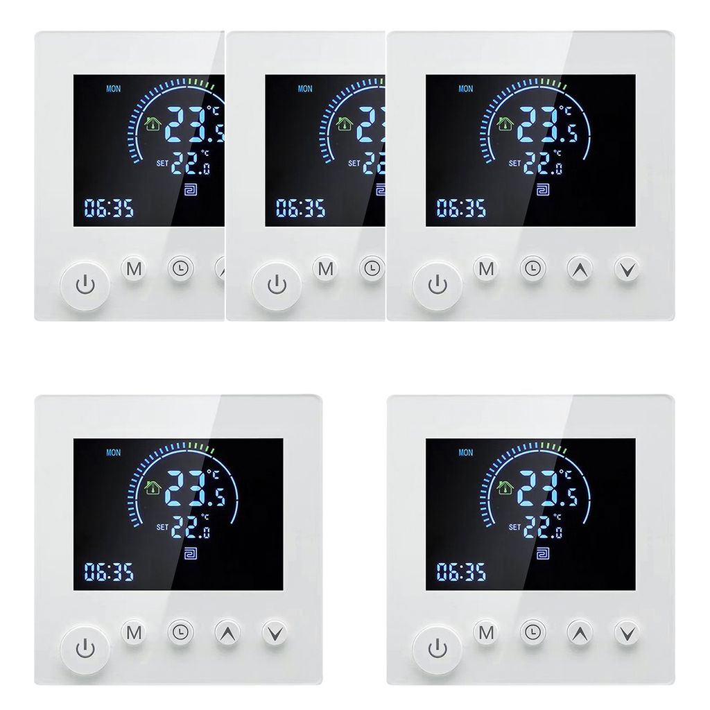 5X Tuya Smart Wandthermostat, programmierbare Fernbedienung, NTC-Sensor, Digital LCD Raumthermostat Thermostat fuer 16A Elektrische Heizung Wandthe...
