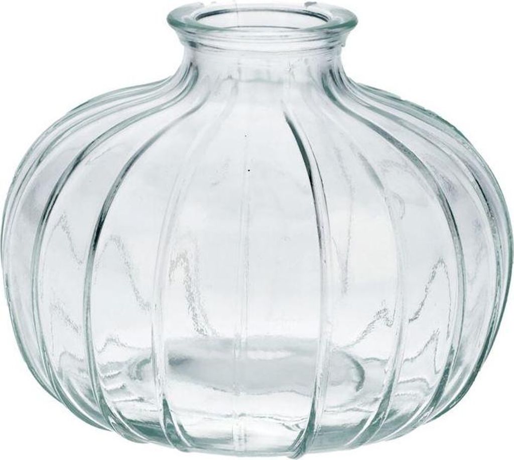 INNA-GLAS Dekoflasche ALFHARD mit Rillen, klar, 8,5cm, Ø10,5cm - Flasche aus Glas