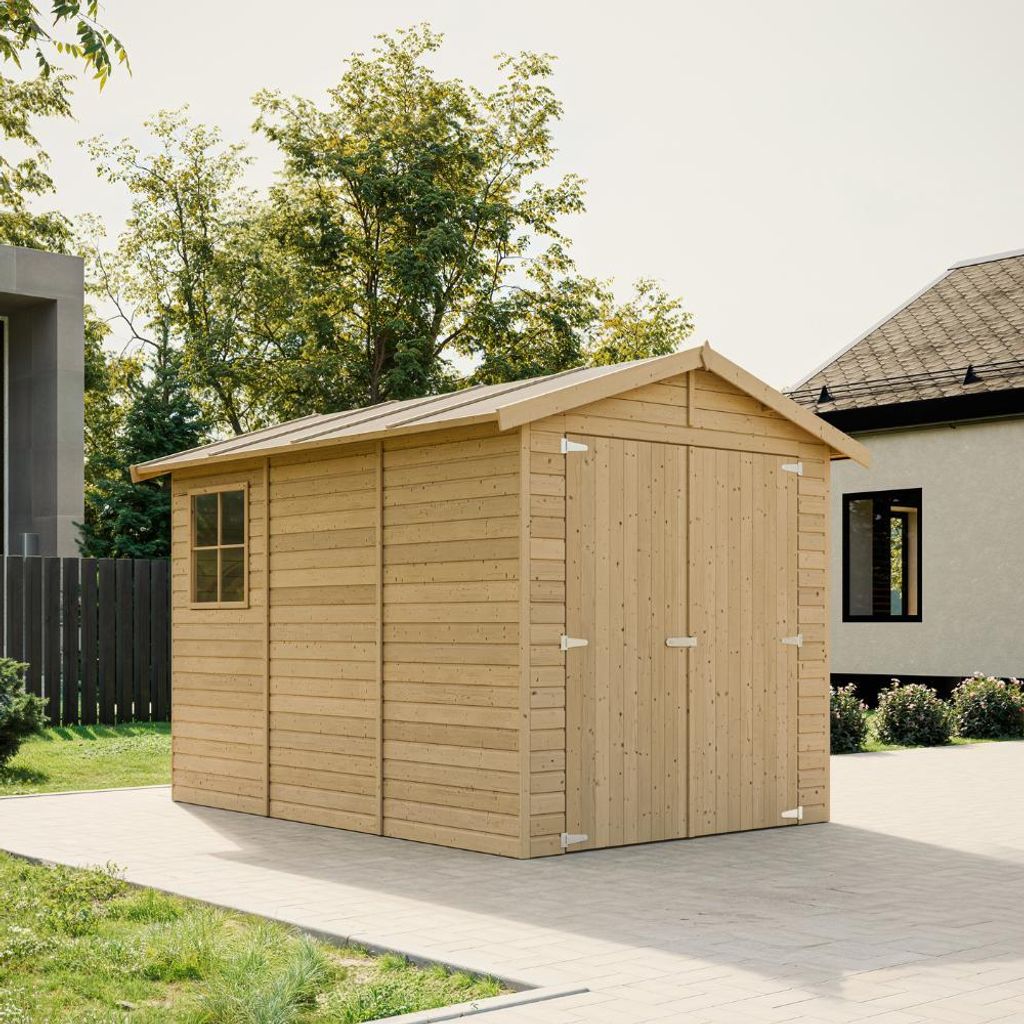 Dřevěná garáž 6 m² − komora s okny − V222xD320xŠ244 cm - Obrázek produktu 
