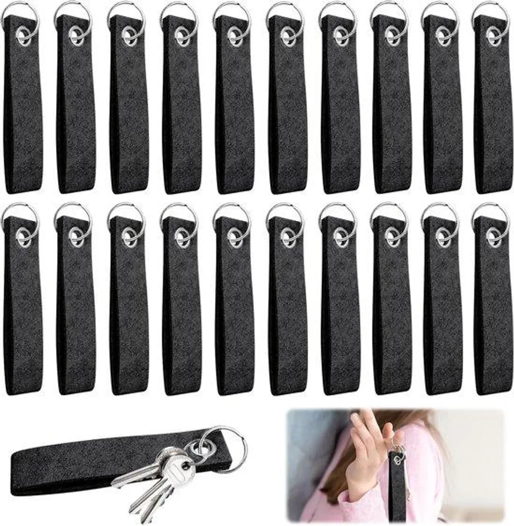 Lot de 20 porte-clefs en feutrine grise personnalisables à la main