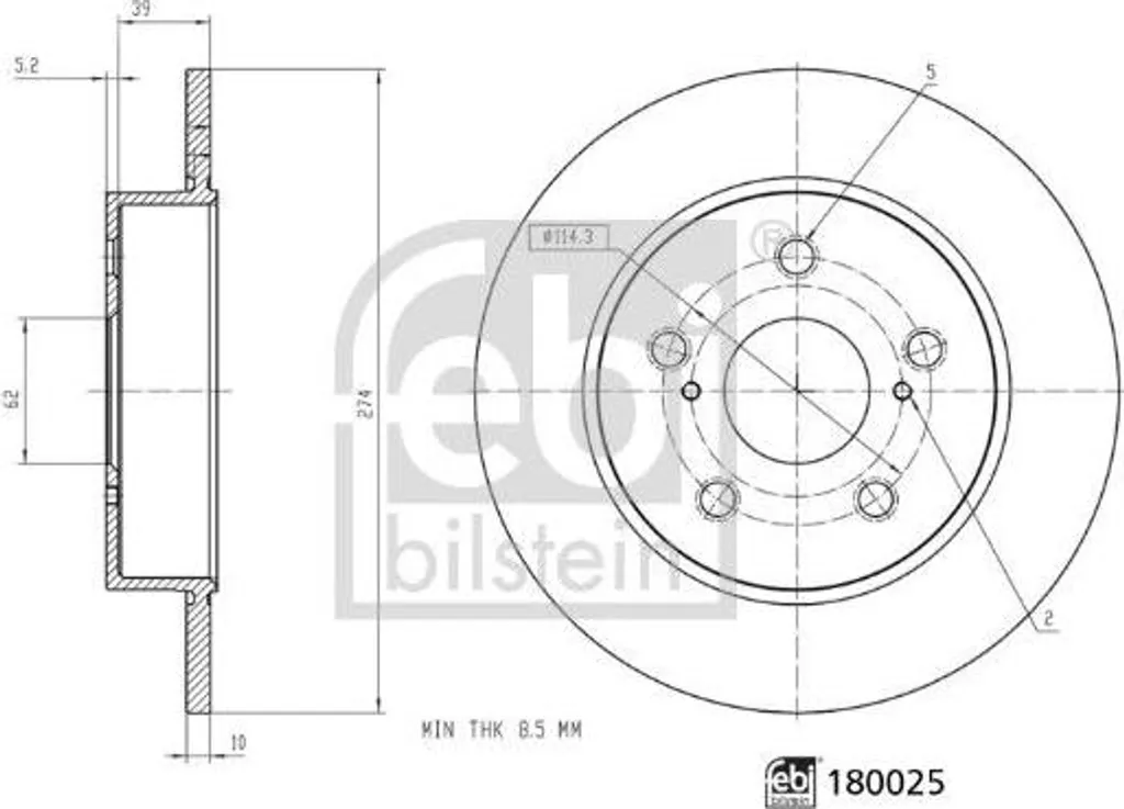 Disque de frein anti-vibration pour Corolla référence 180025
