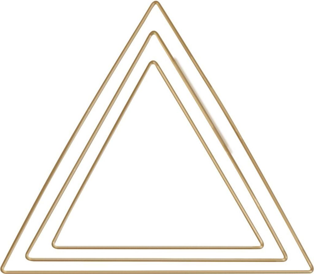 3 Dreiecke aus vergoldetem Metall 20/ 25/ 30 cm
