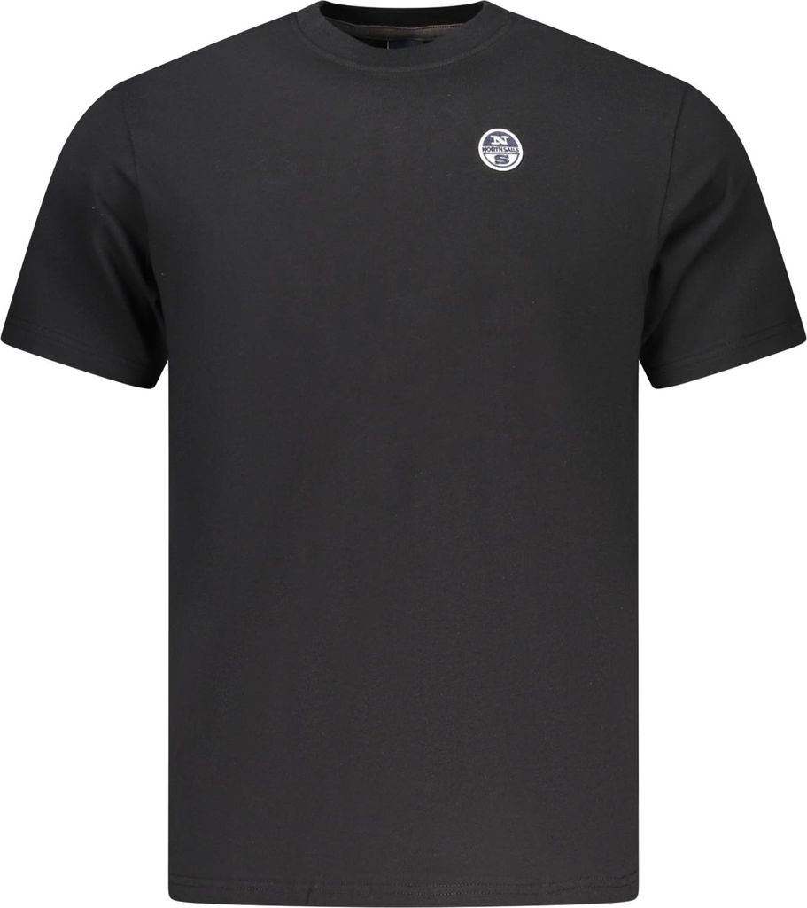 Herren Schwarz Kurzarm-T-Shirt mit Rundhals und Logo-Applikation