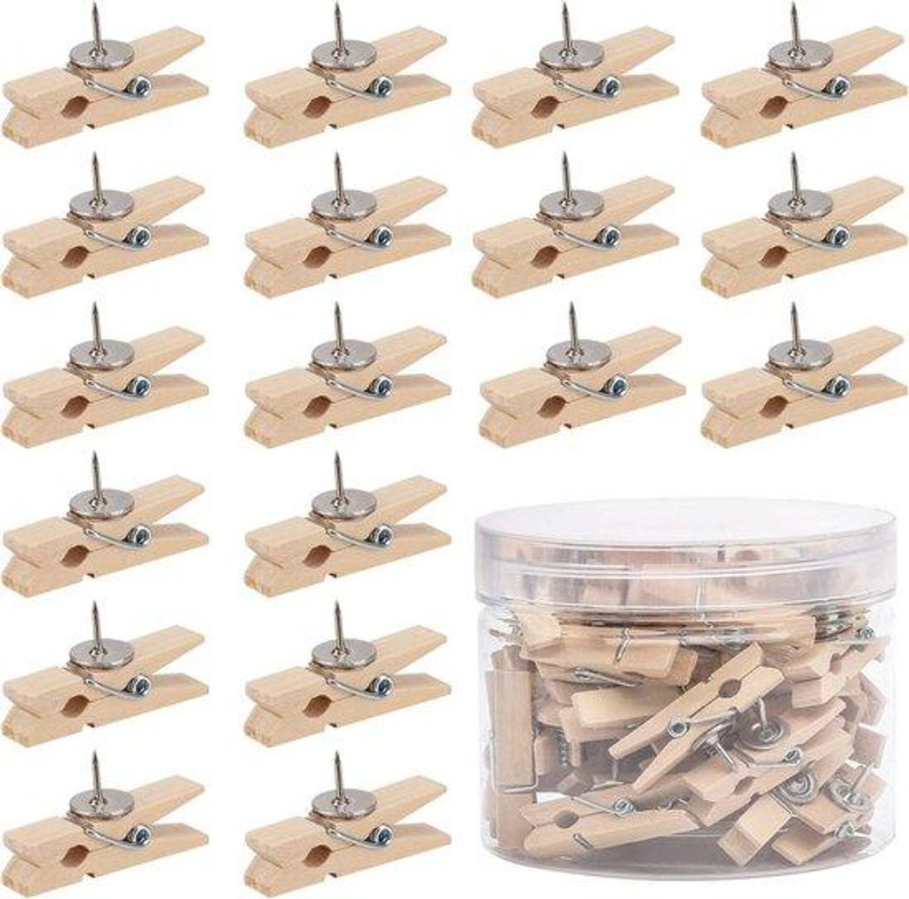 Holzpflock-Set für Bilderwand - Kreativ-Sets für Kunst, Fotografie & Handwerk - Natürliches Holz-Design (3,5 cm)