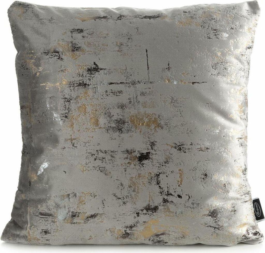 EUROFIRANY | Kissenbezüge - TAMI - 45x45 cm - Stahl und Goldfarbe - Eleganter Veloursstoff - s Design