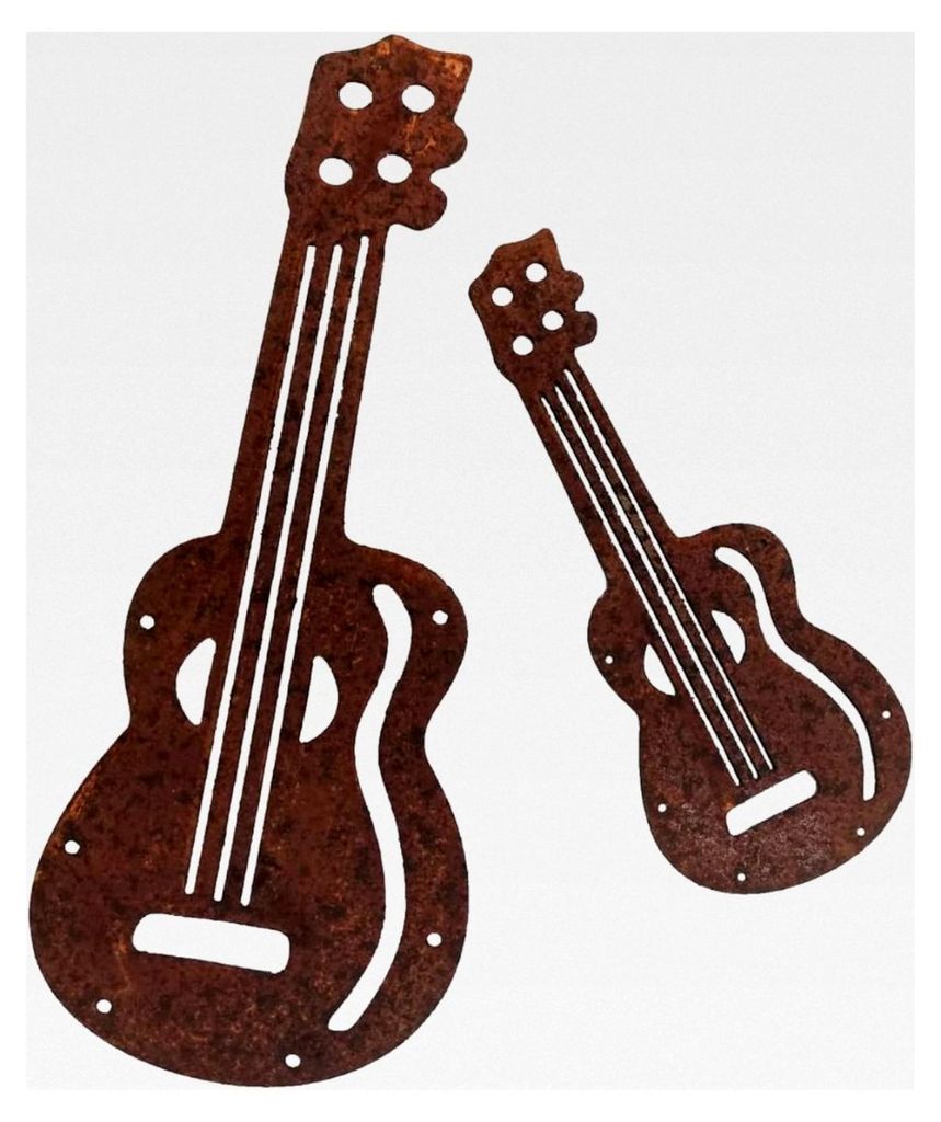 Hängende Gitarre im Rost Design, 2er Set - Gartendeko, Metalldeko