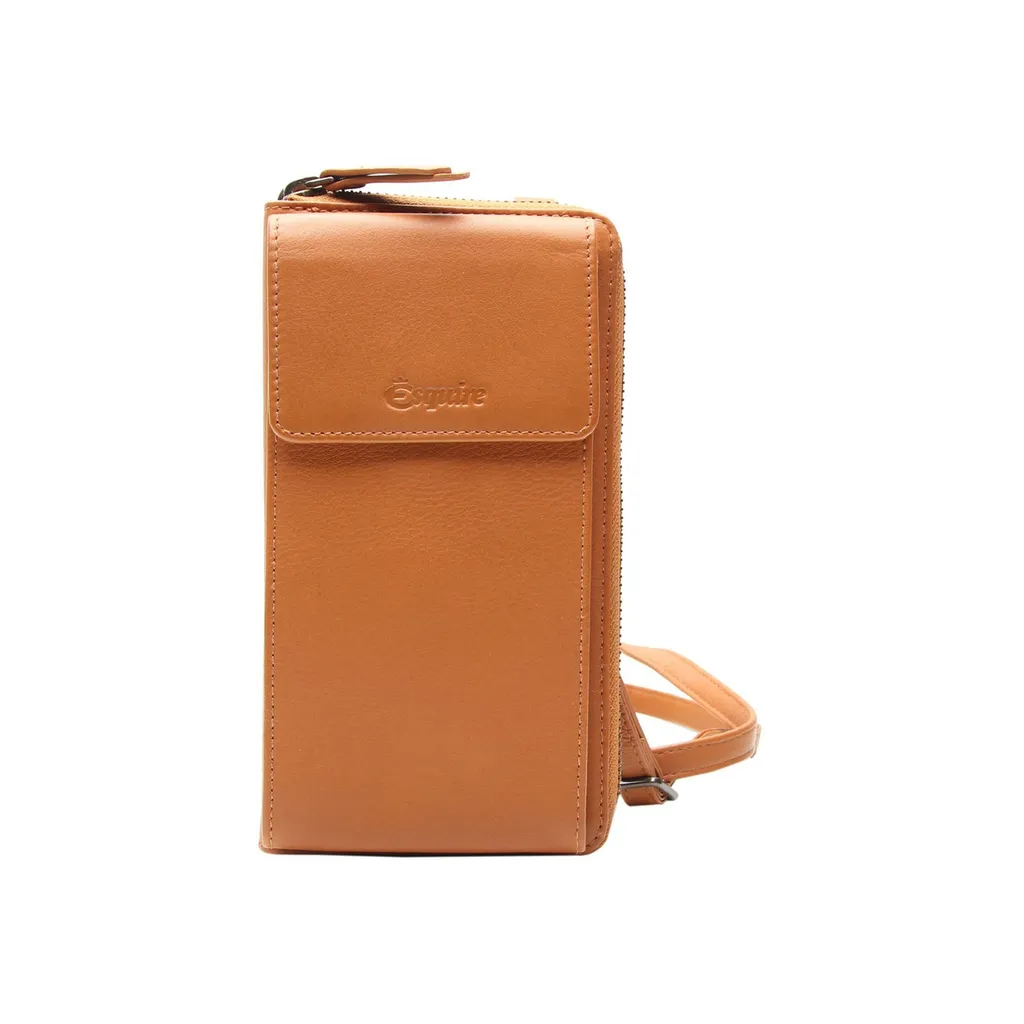 Esquire Peru Borsa Portacellulare in Pelle Marrone Chiaro con RFID