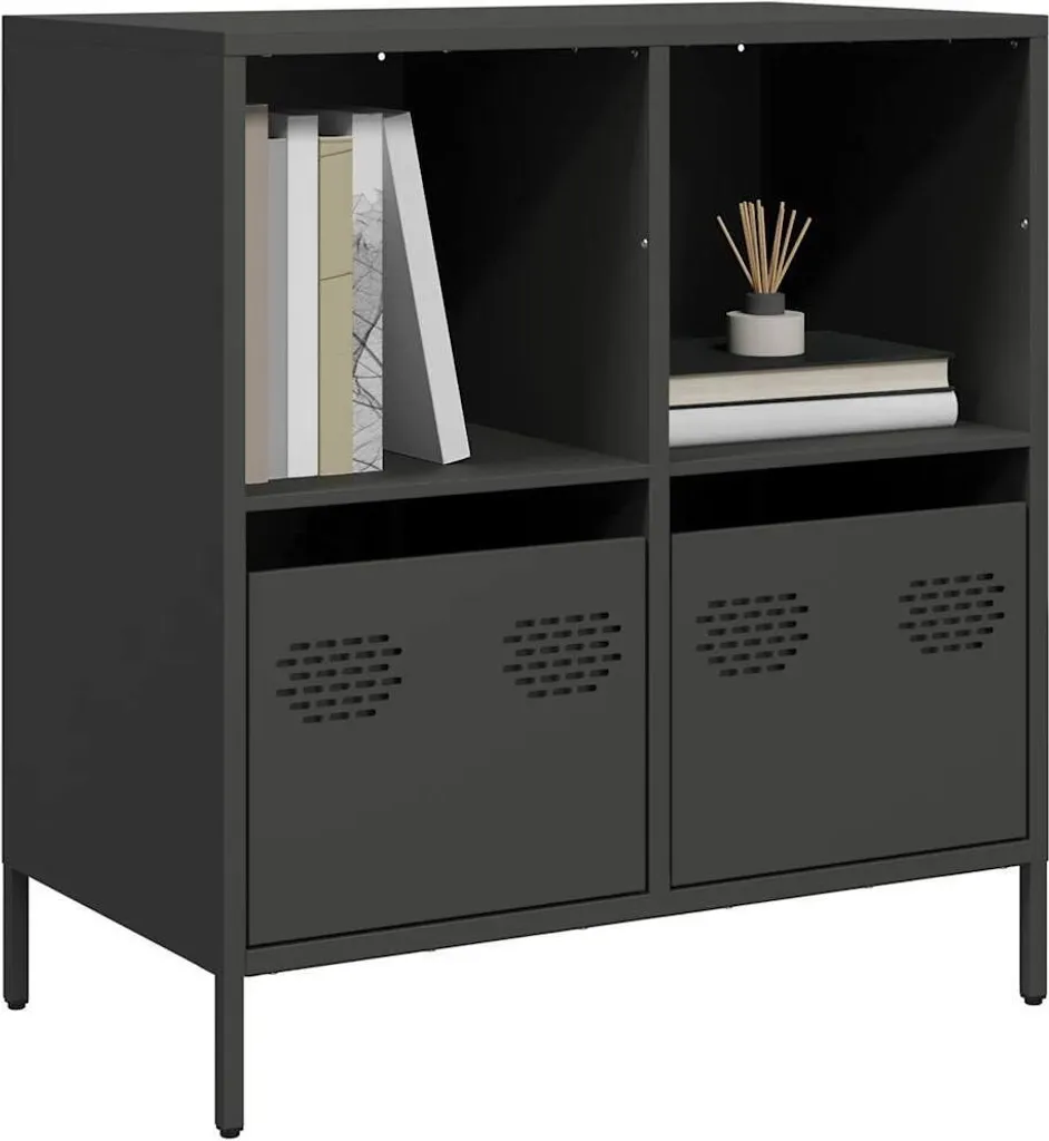vidaXL Credenza Professionale Nera 68x39x73,5 cm in Acciaio Laminato