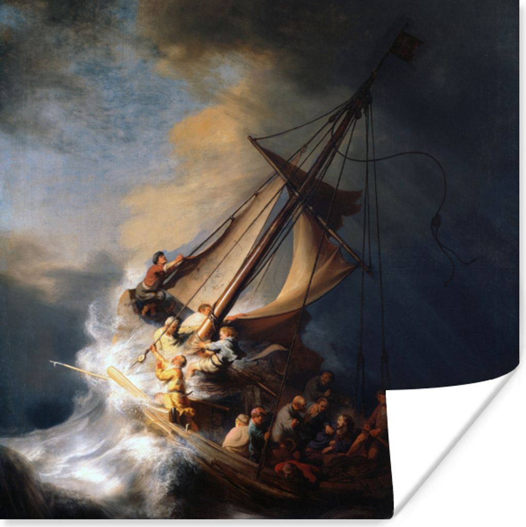 MuchoWow Poster Der Sturm auf dem See Genezareth - Rembrandt van Rijn 30x30 cm - Wandposter - Printing