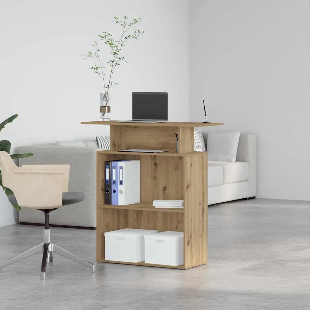 vidaXL Banco reception rovere artigianale 100x40x104 cm materiale a base di legno - 4