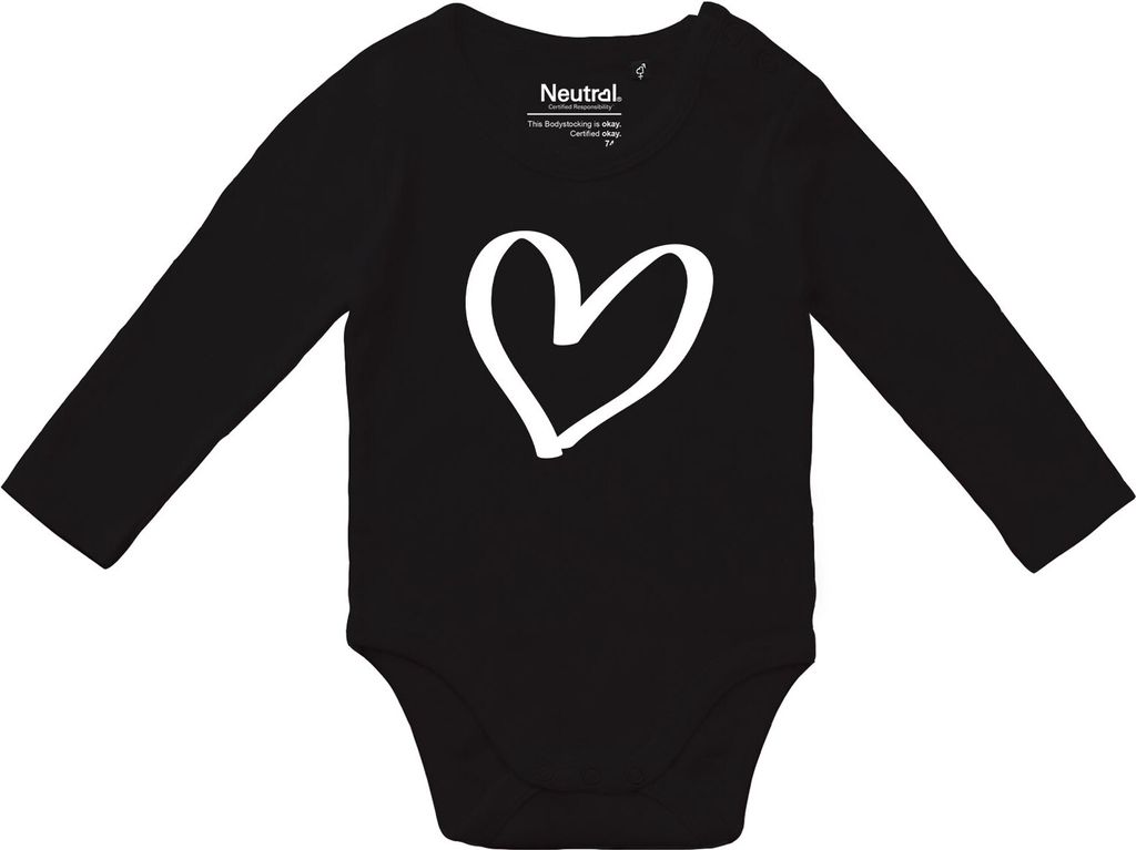 Huuraa Baby Body Herz Heart 62 Black  Baumwolle Fairtrade Produktbild 