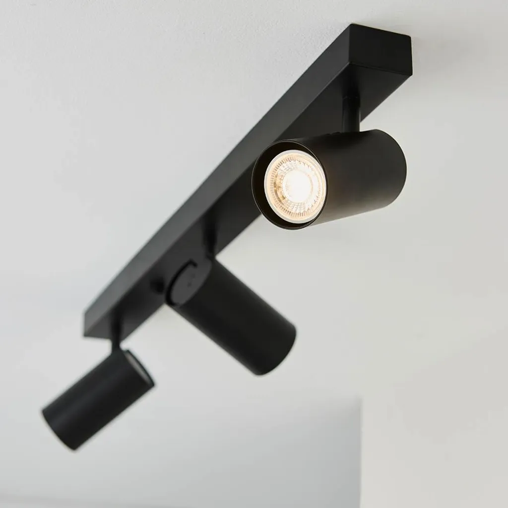 Plafonnier 3 Lumières en Métal Noir pour Salon et Cuisine - Style REZ