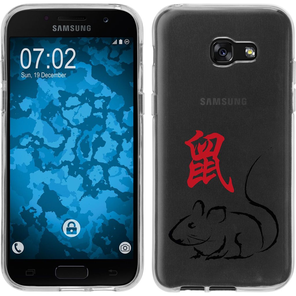 PhoneNatic Case kompatibel mit Samsung Galaxy A7 (2017) Silikon-Hülle Tierkreis Chinesisch M1
