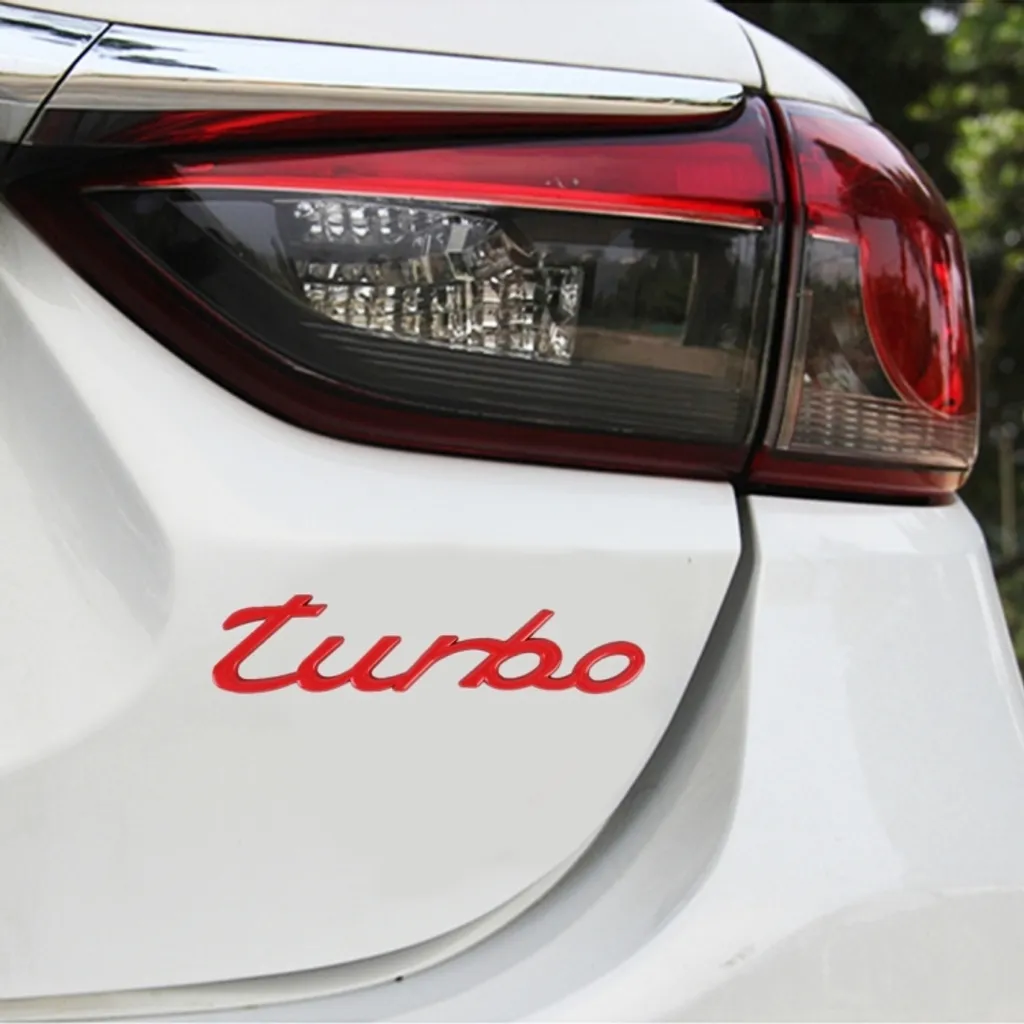 Badge Turbo Rosso in Alluminio - Personalizza la tua Auto con Stile 3D