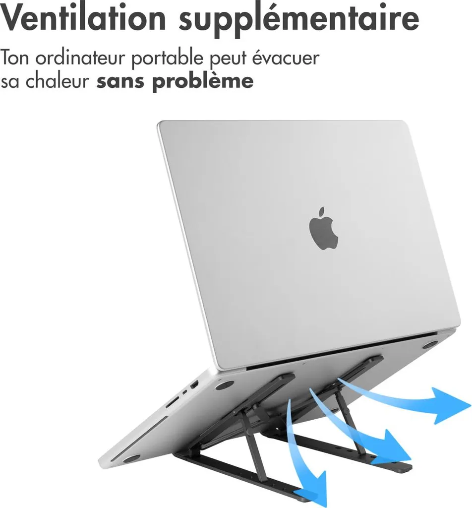 Supporto Laptop Accezz Alluminio Grigio: Stand Design Ergonomico Pieghevole - 5